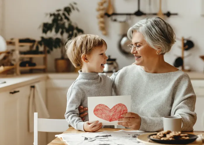 Grandma with grandson happy