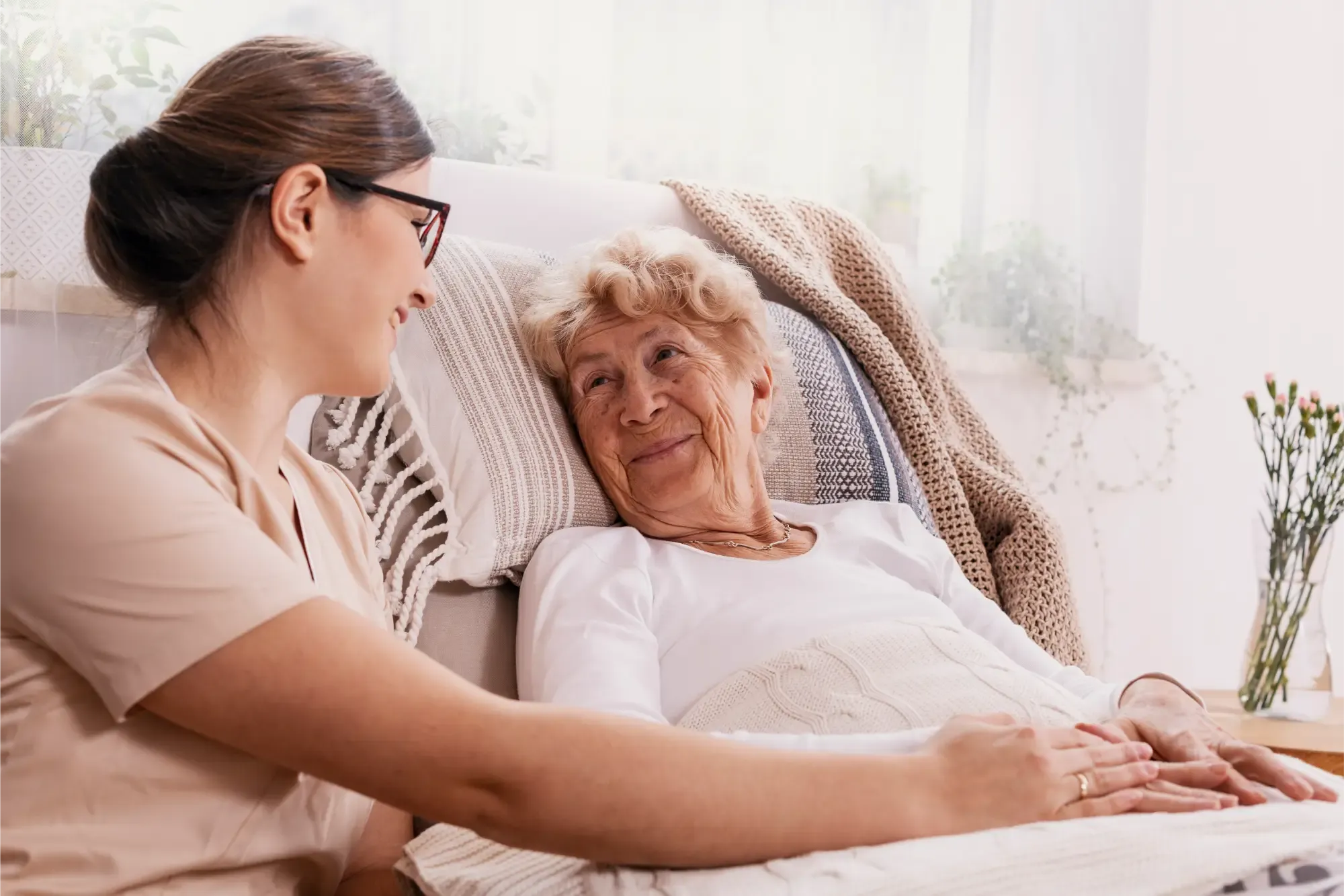 Nurse comforting patient