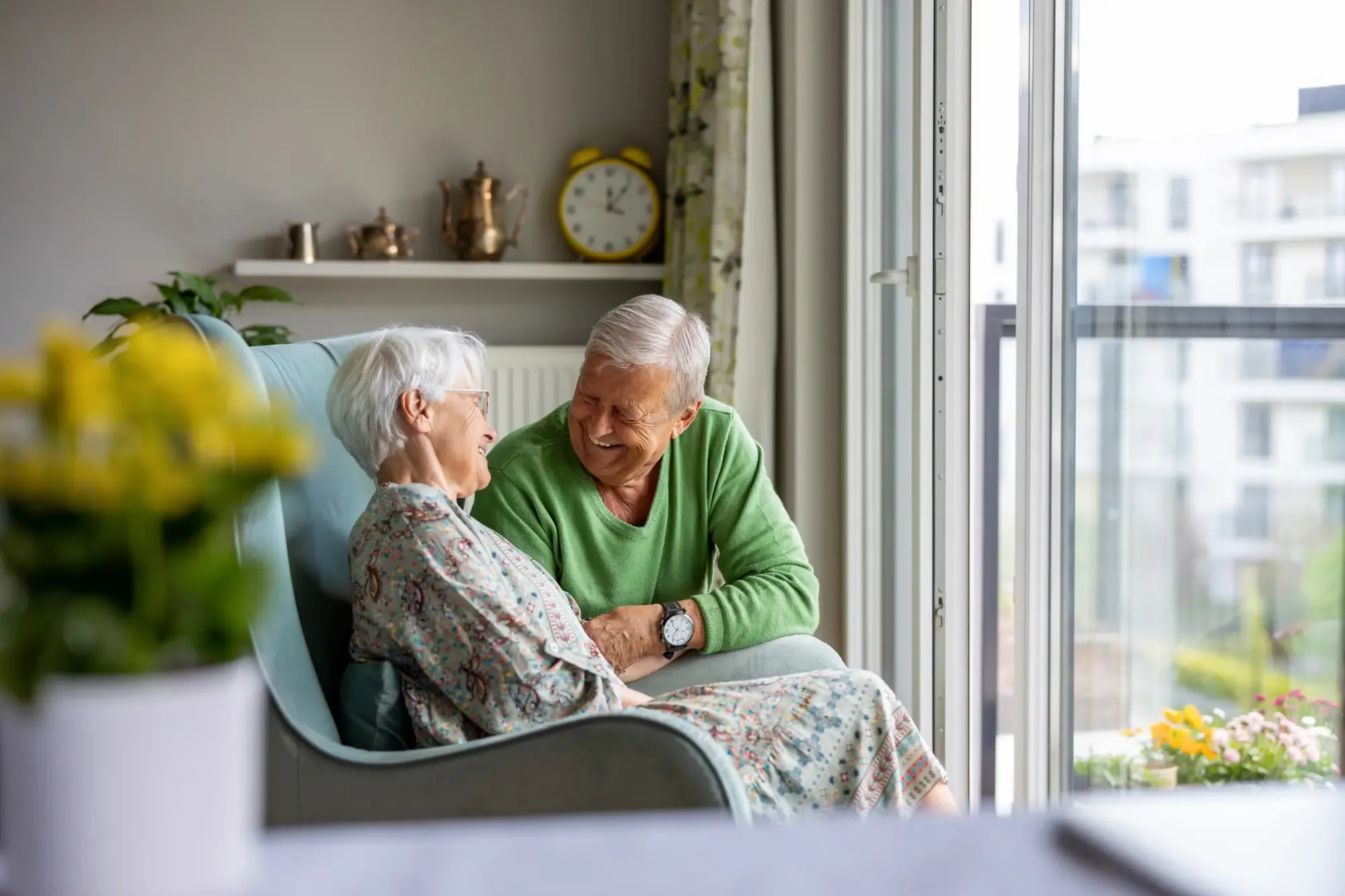 Nurse pushing lady in wheelchair
