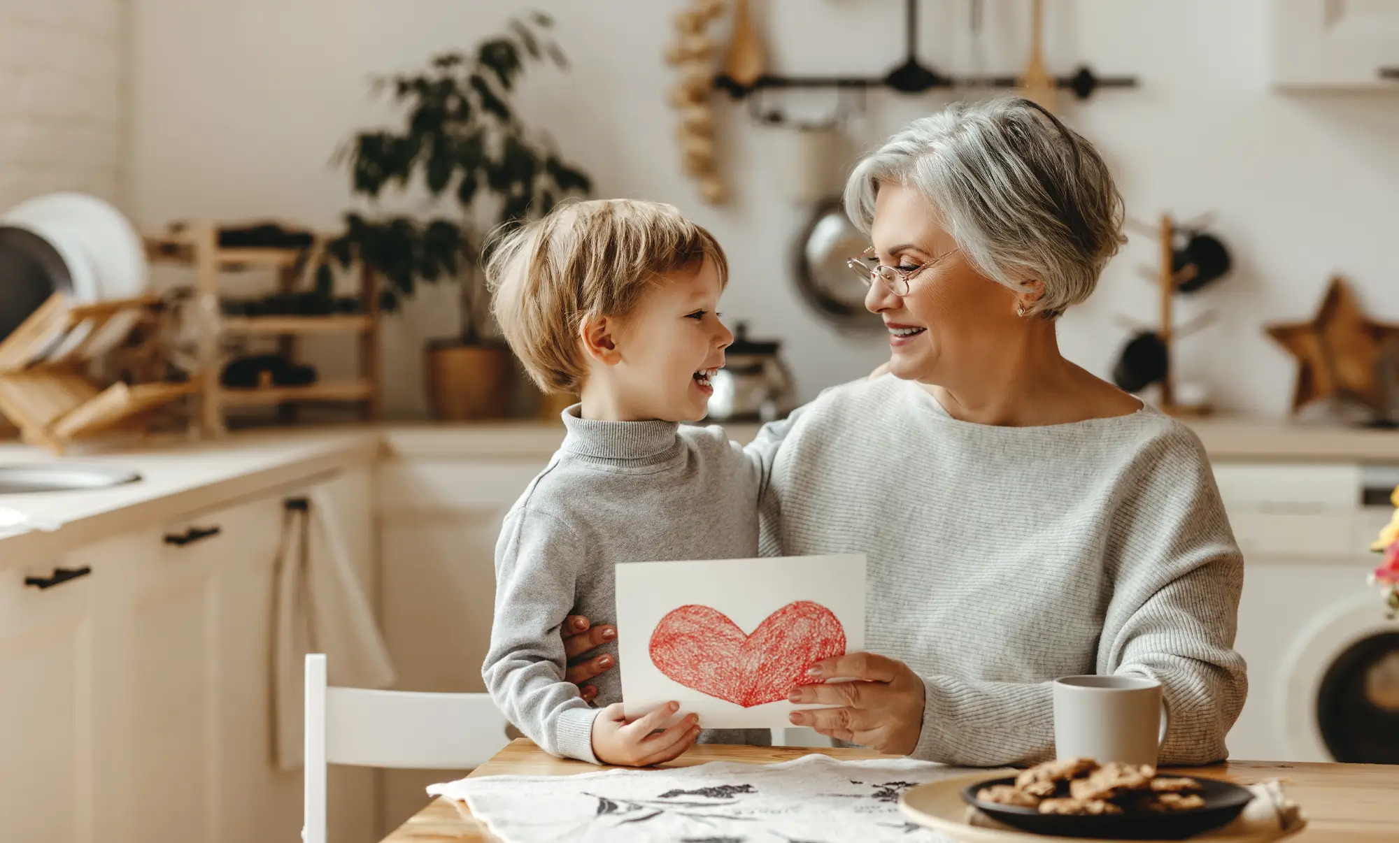 Grandma with grandson happy