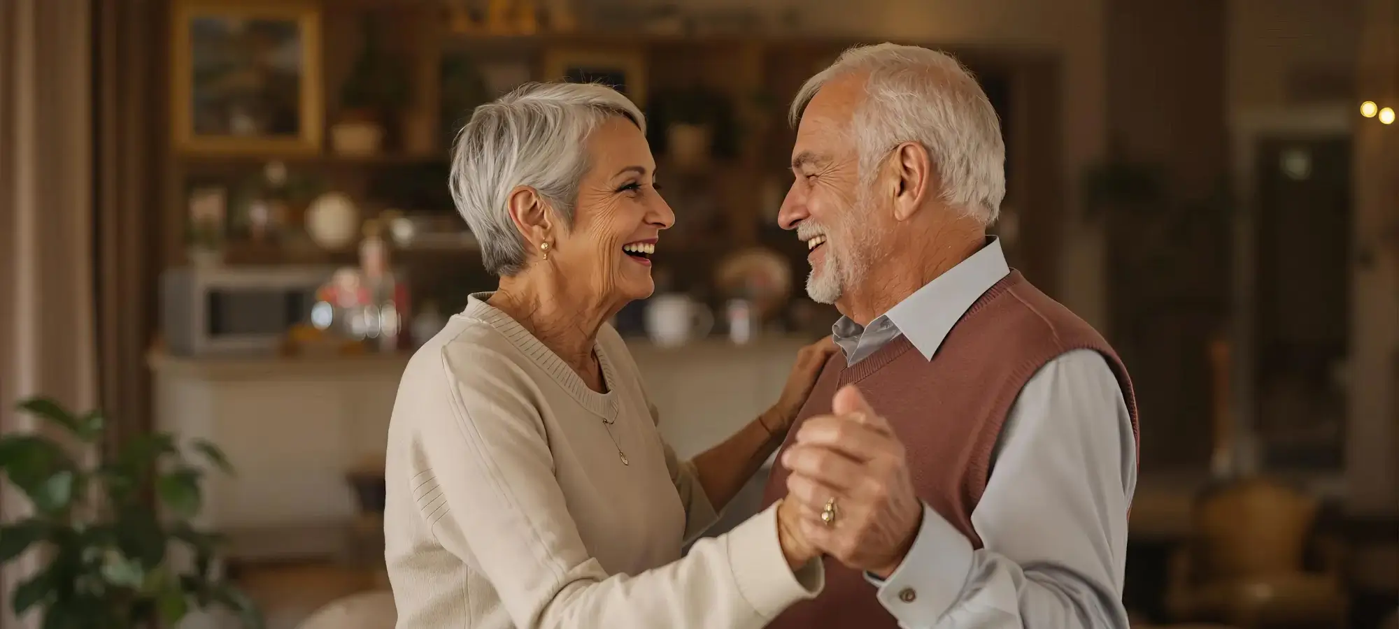 Older couple dancing together