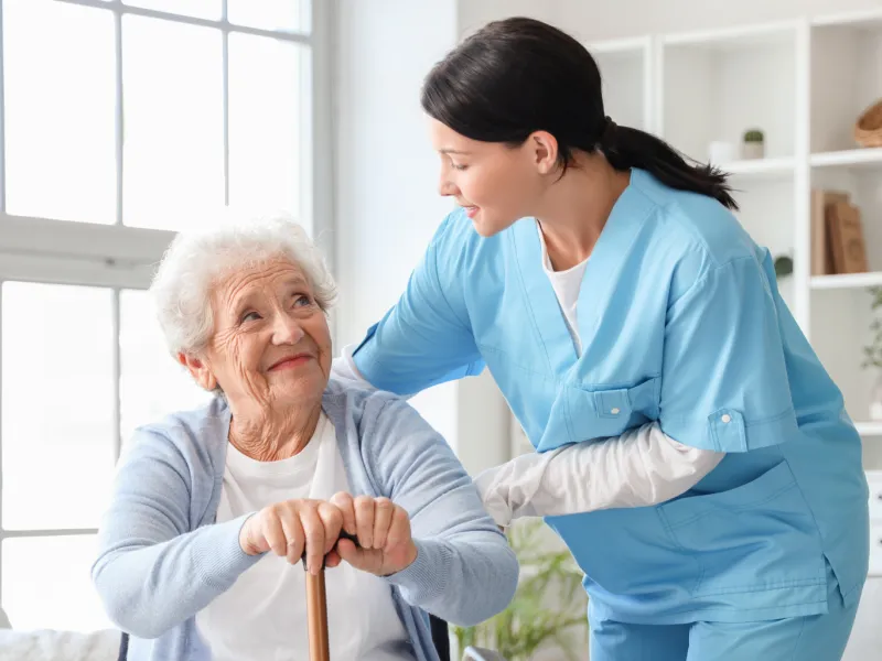Nurse giving care in home